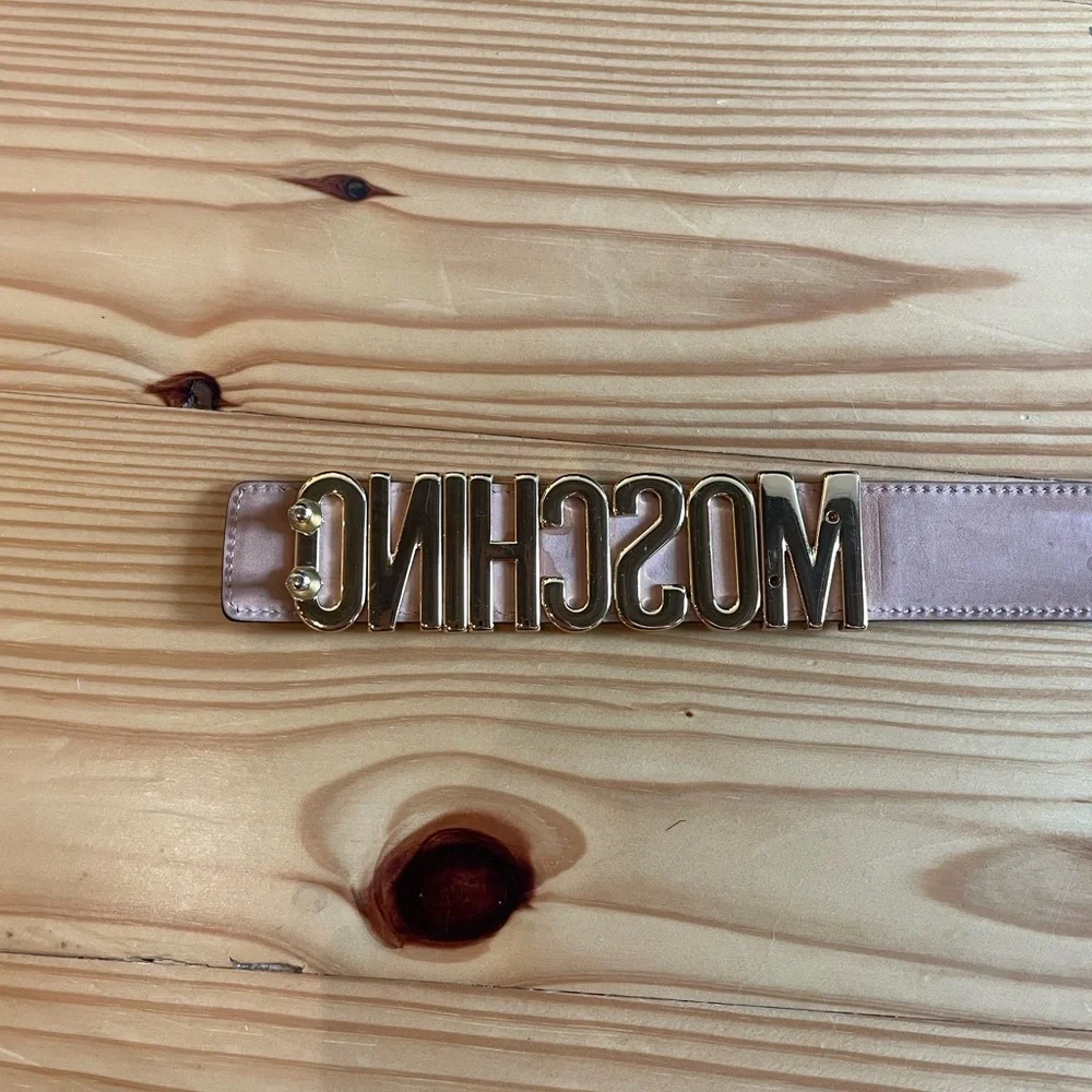 Moschino White Belt with Gold Logo